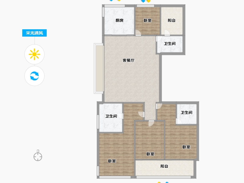 浙江省-宁波市-滨江·誉品-135.99-户型库-采光通风