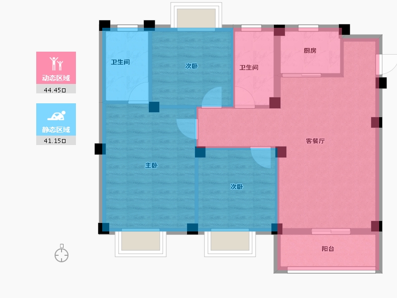 浙江省-湖州市-新都泰和府-76.81-户型库-动静分区