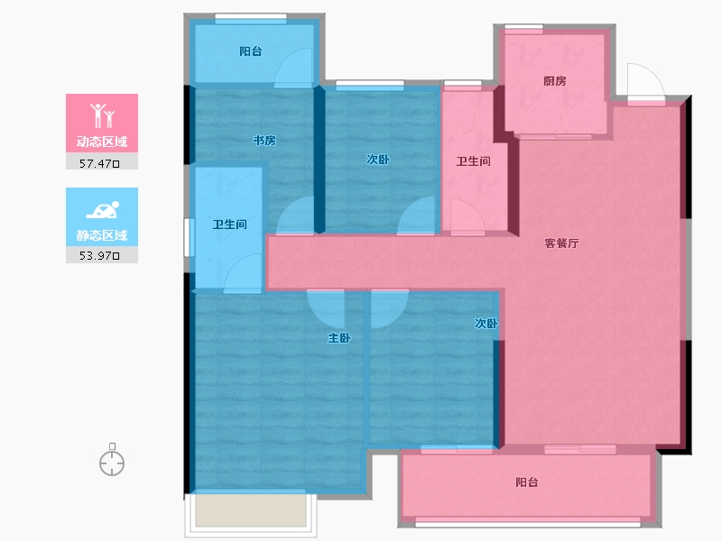 浙江省-温州市-金科中南未来都会-100.40-户型库-动静分区