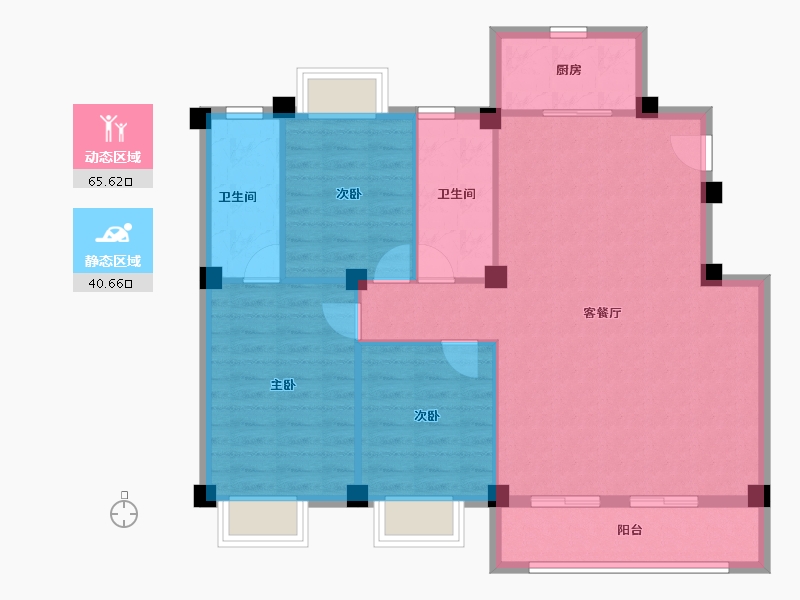 浙江省-湖州市-新都泰和府-96.80-户型库-动静分区