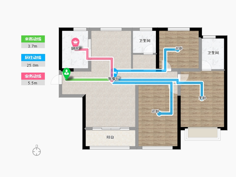 陕西省-西安市-中铁·卓越城-104.87-户型库-动静线