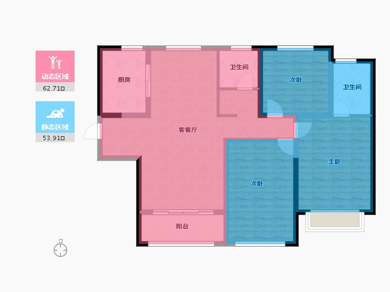 陕西省-西安市-中铁·卓越城-104.87-户型库-动静分区