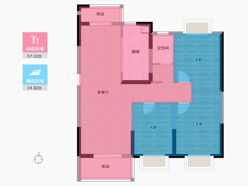 湖北省-武汉市-天纵御景湾-82.00-户型库-动静分区