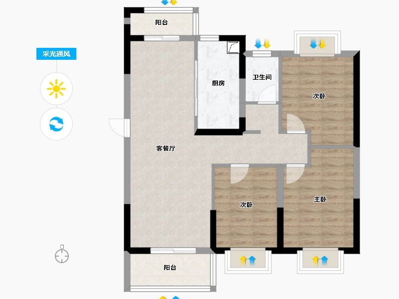 湖北省-武汉市-天纵御景湾-82.00-户型库-采光通风