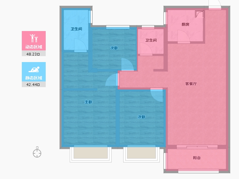 山西省-临汾市-蓝山国际二期-91.00-户型库-动静分区