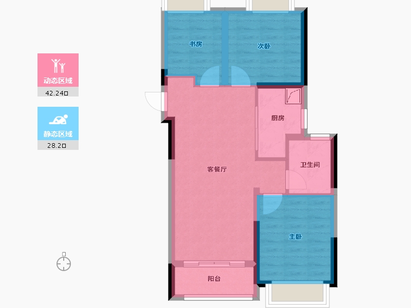 湖北省-武汉市-武汉城建·融创水韵长洲-62.49-户型库-动静分区