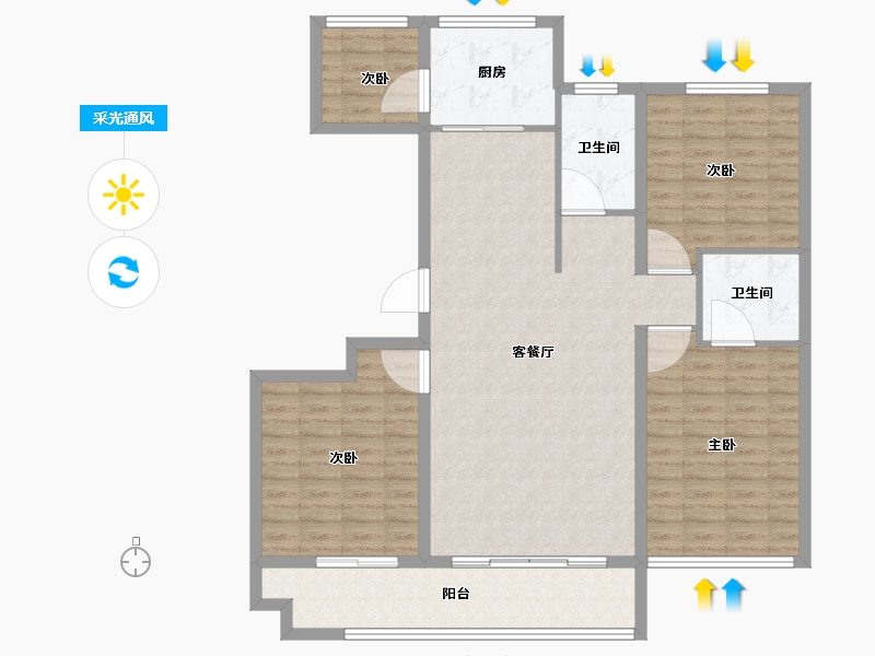 山东省-潍坊市-—象澜湾-120.80-户型库-采光通风