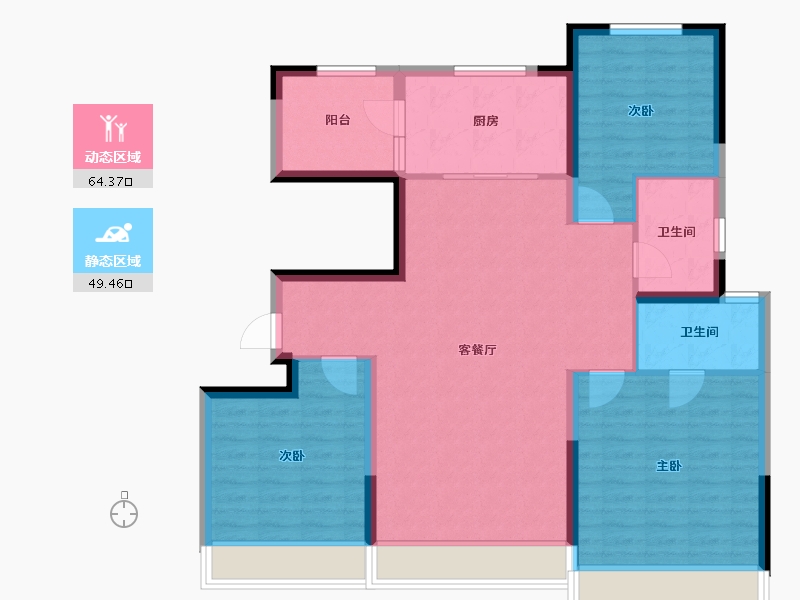 陕西省-西安市-中海云锦-102.86-户型库-动静分区