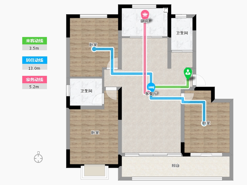 山东省-潍坊市-金鼎世家-105.60-户型库-动静线