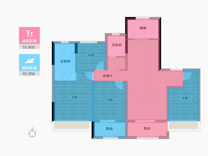 浙江省-温州市-红星温州天铂-102.40-户型库-动静分区