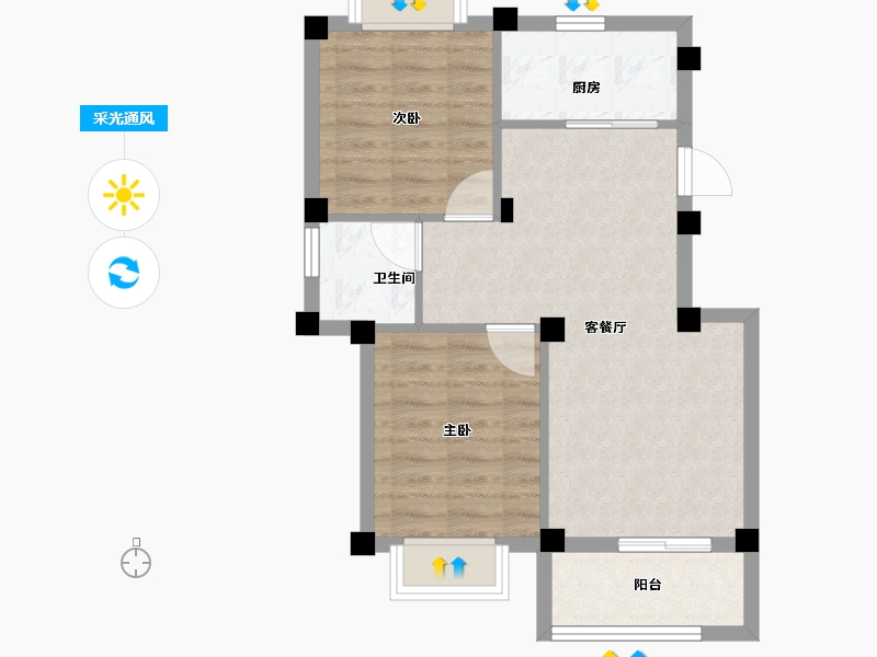 浙江省-湖州市-新都泰和府-59.20-户型库-采光通风