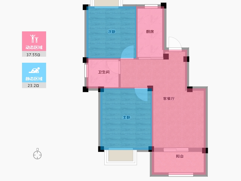 浙江省-湖州市-新都泰和府-54.40-户型库-动静分区