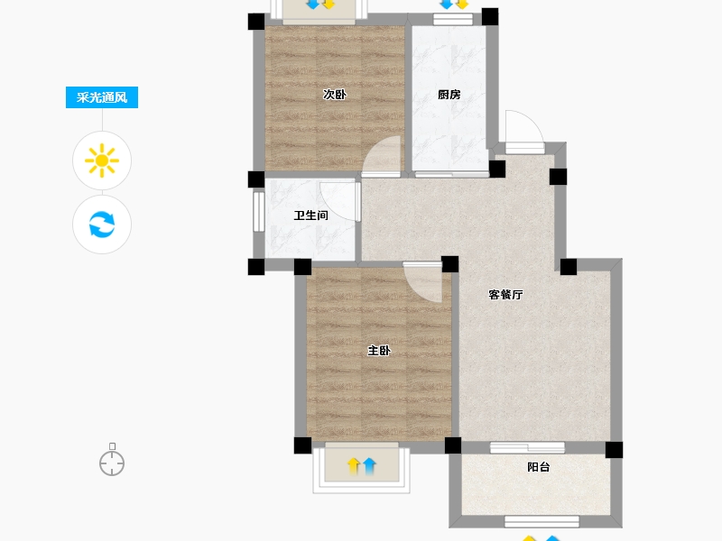 浙江省-湖州市-新都泰和府-54.40-户型库-采光通风