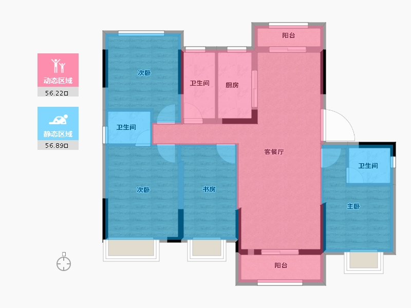 湖北省-武汉市-鹏湖湾-101.17-户型库-动静分区