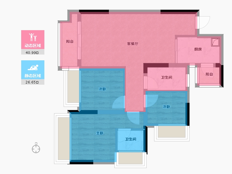 四川省-南充市-春风屿楠一期-64.86-户型库-动静分区