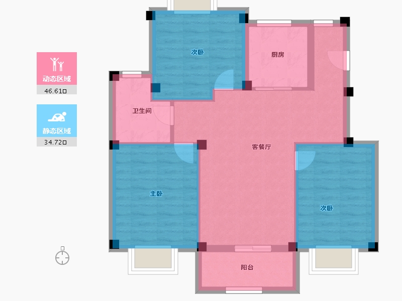 浙江省-湖州市-新都泰和府-72.80-户型库-动静分区