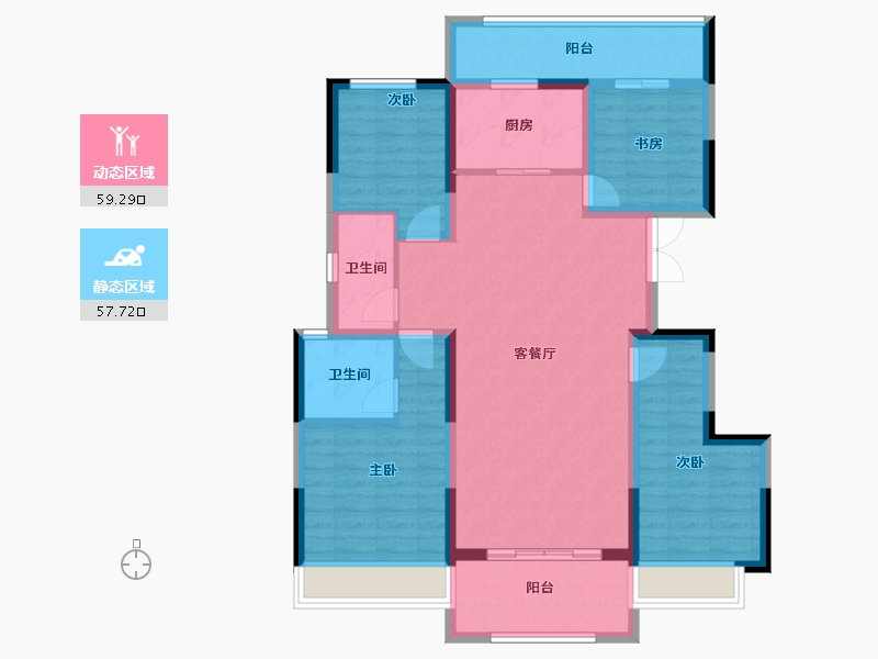 陕西省-西安市-中铁琉森水岸-104.20-户型库-动静分区