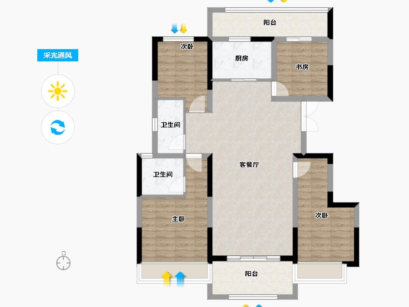 陕西省-西安市-中铁琉森水岸-104.20-户型库-采光通风