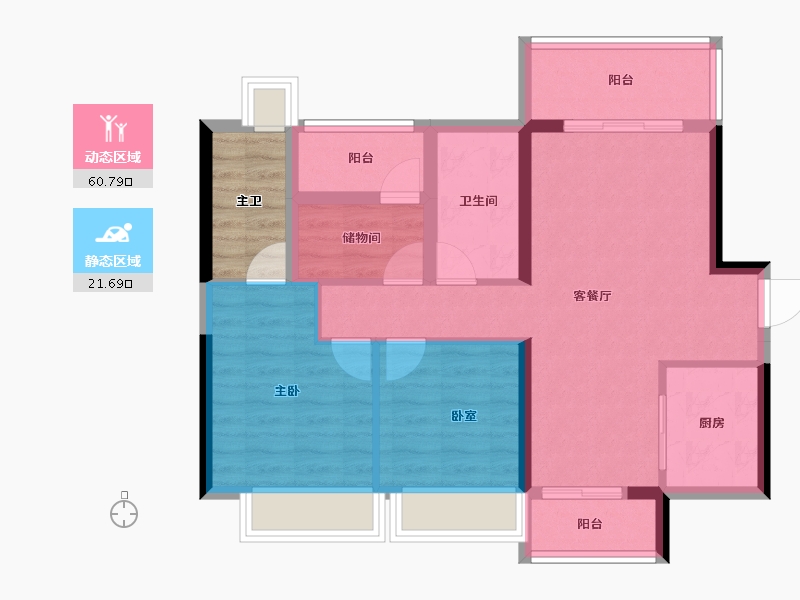 广东省-佛山市-禹洲朗廷湾-77.60-户型库-动静分区