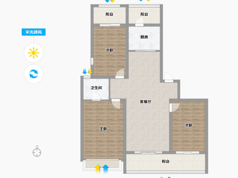 陕西省-西安市-龙湖景粼天序-115.06-户型库-采光通风