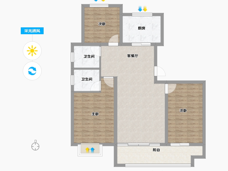 山东省-潍坊市-—象澜湾-97.60-户型库-采光通风