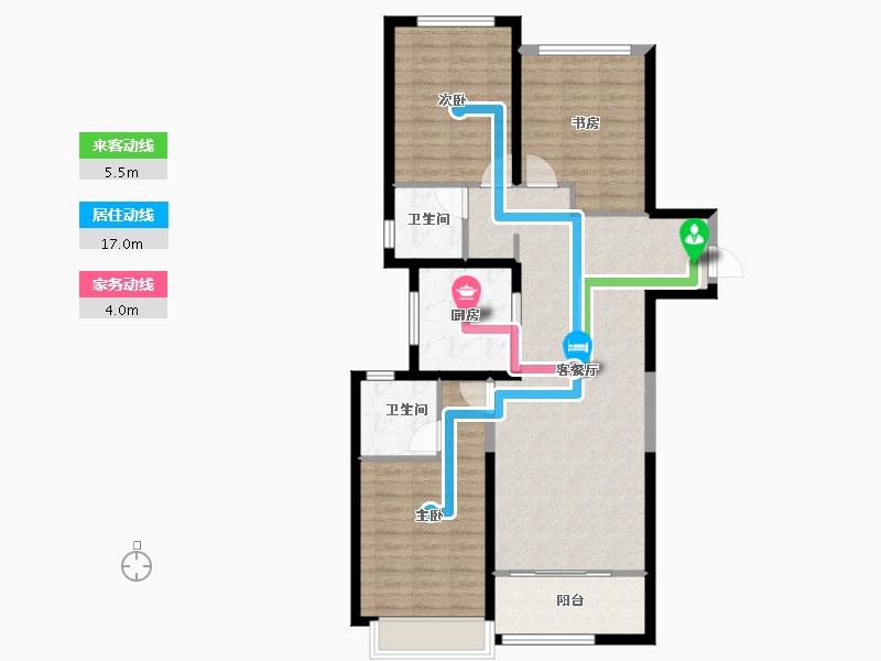 陕西省-西安市-绿城桂语蘭庭-96.77-户型库-动静线