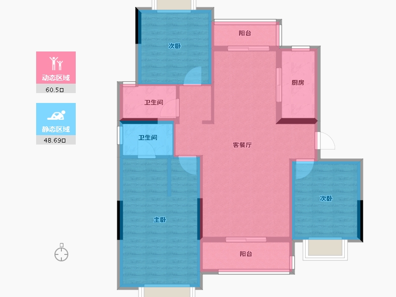 湖北省-武汉市-武汉中国健康谷-97.60-户型库-动静分区