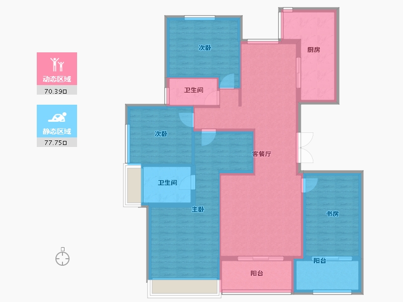 陕西省-西安市-白桦林溪-133.87-户型库-动静分区