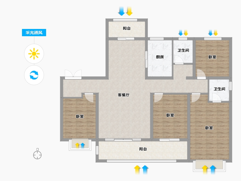 山东省-潍坊市-中南熙悦-134.40-户型库-采光通风