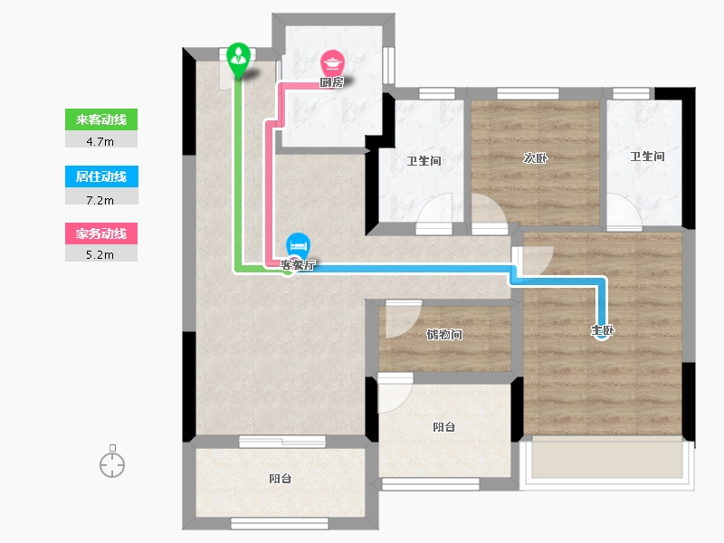 浙江省-温州市-德信东宸里-71.20-户型库-动静线