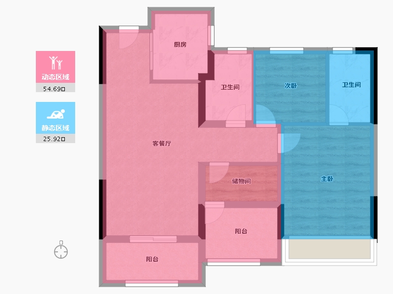 浙江省-温州市-德信东宸里-71.20-户型库-动静分区