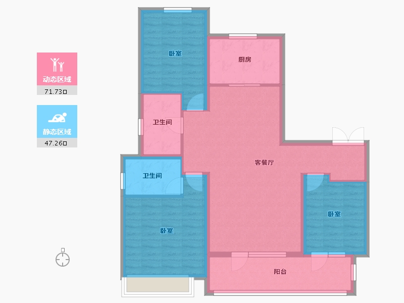 山东省-潍坊市-中南保利樾府-107.20-户型库-动静分区