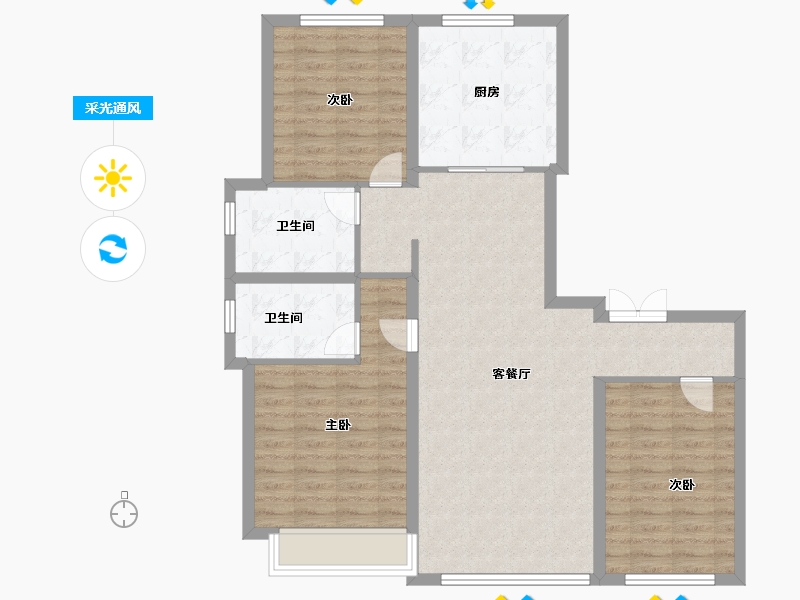 陕西省-西安市-绿城西安全运村-100.00-户型库-采光通风