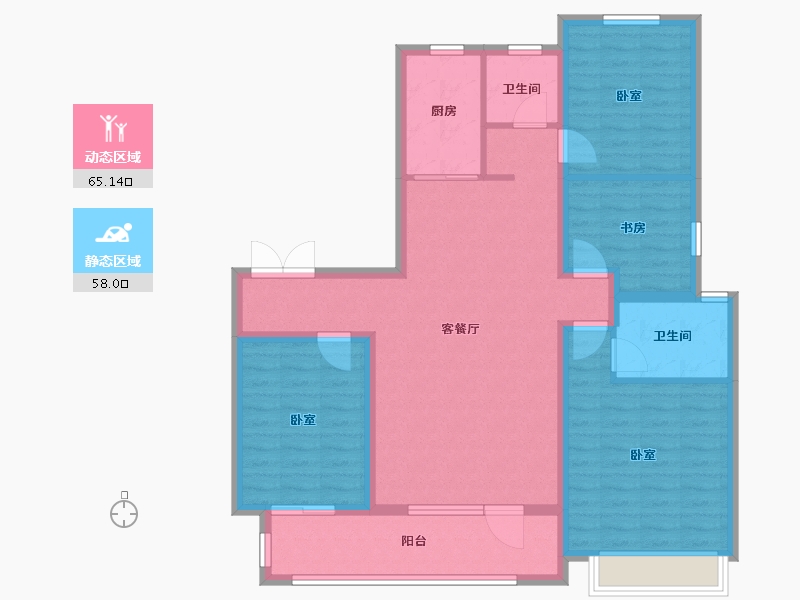 山东省-潍坊市-中南保利樾府-110.40-户型库-动静分区