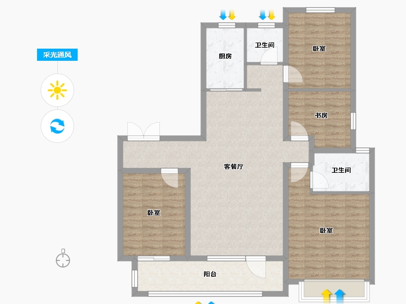 山东省-潍坊市-中南保利樾府-110.40-户型库-采光通风