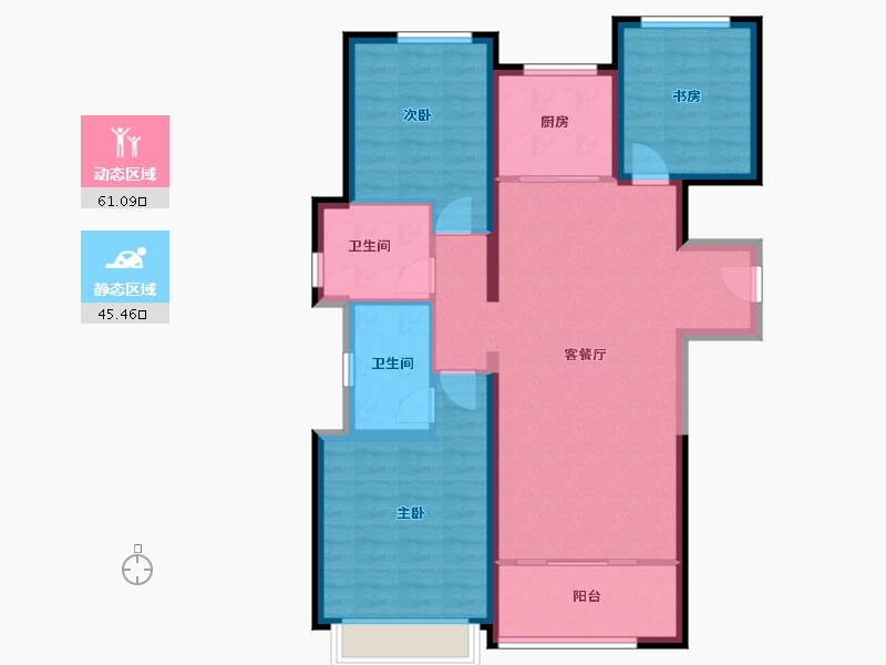 陕西省-西安市-绿城桂语蘭庭-95.77-户型库-动静分区