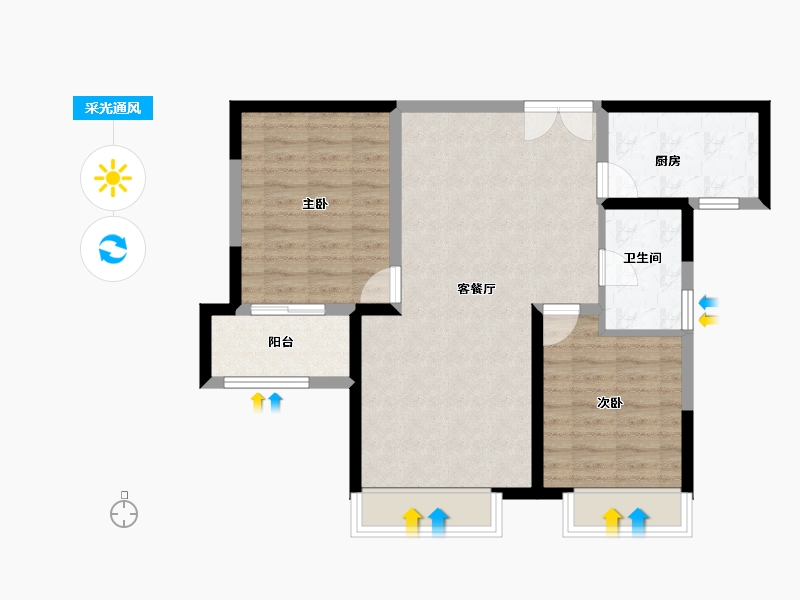 陕西省-西安市-白桦林溪-73.04-户型库-采光通风