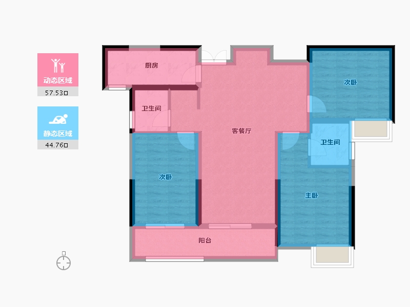 陕西省-西安市-御锦城澜轩-91.39-户型库-动静分区