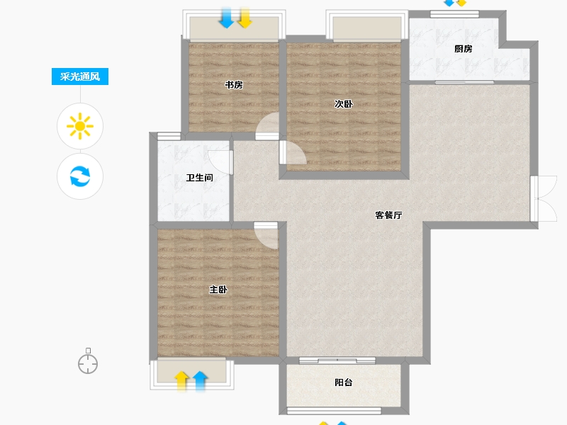 陕西省-西安市-白桦林溪-111.03-户型库-采光通风