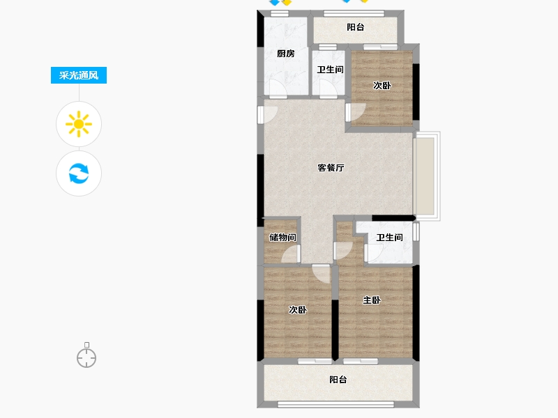 浙江省-温州市-温州未来之城-86.40-户型库-采光通风