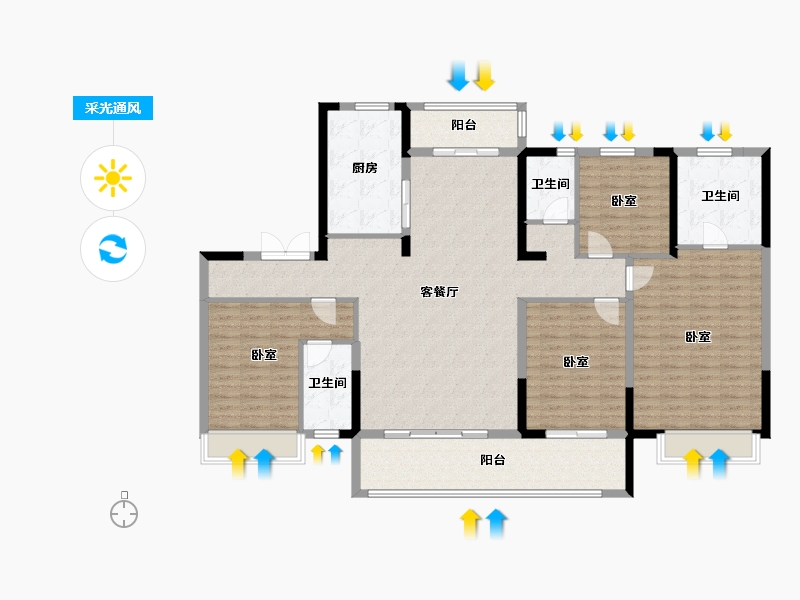 山东省-潍坊市-碧桂园凤翔府-155.19-户型库-采光通风