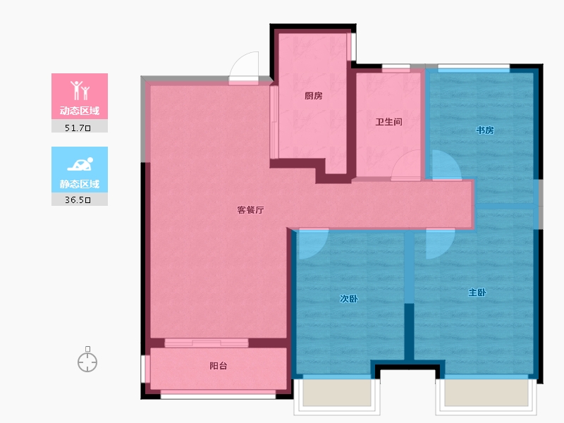 陕西省-西安市-绿城桂语蘭庭-78.57-户型库-动静分区