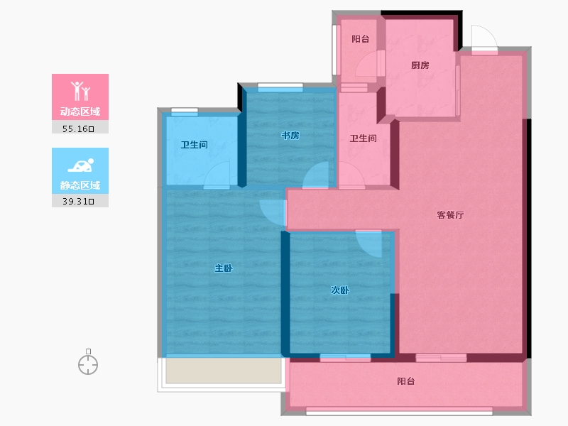 浙江省-温州市-凯迪新城博科园-84.00-户型库-动静分区