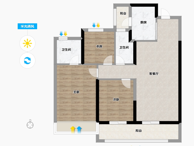 浙江省-温州市-凯迪新城博科园-84.00-户型库-采光通风