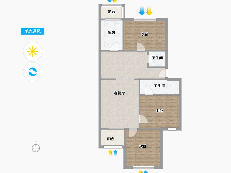 北京-北京市-迎喜家园-211号楼-80.00-户型库-采光通风