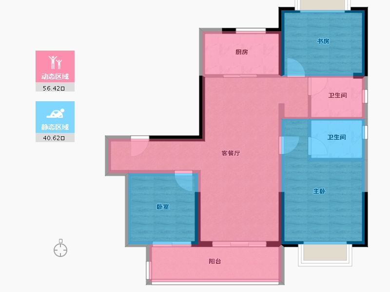 江苏省-无锡市-碧桂园南光城-86.87-户型库-动静分区