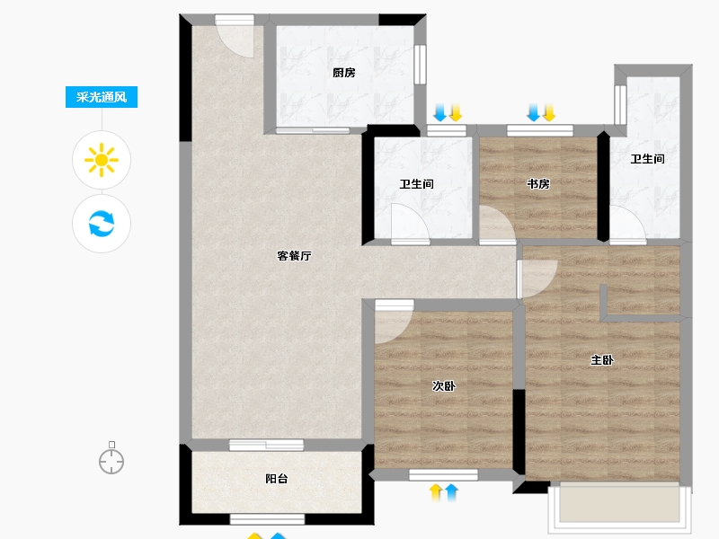 浙江省-温州市-多弗奥林匹克花园-79.20-户型库-采光通风