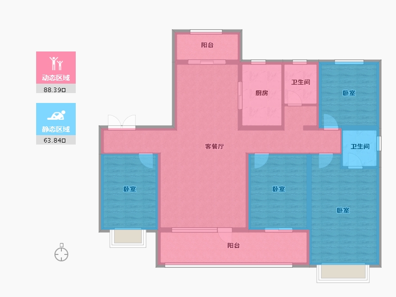 山东省-潍坊市-中南保利樾府-136.80-户型库-动静分区