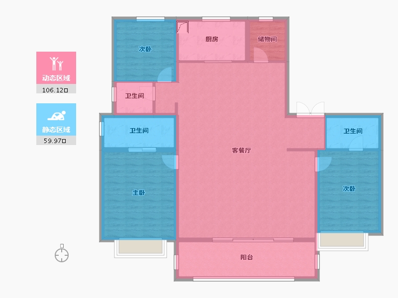 陕西省-咸阳市-陕建沣渭壹号院-152.00-户型库-动静分区