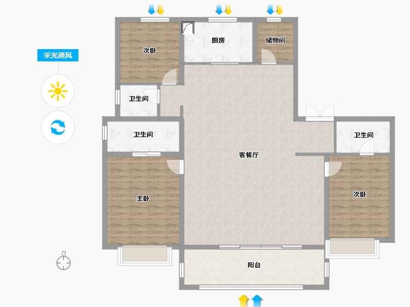 陕西省-咸阳市-陕建沣渭壹号院-152.00-户型库-采光通风